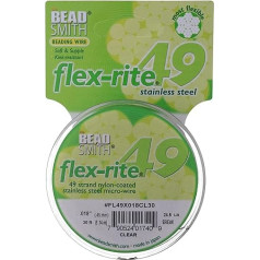 Beadsmith Flexrite 49 diegi, caurspīdīgi, 0,45 mm, 10 jardi