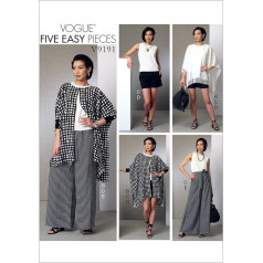 VOGUE PATTERNS Vogue Muster 9191 Y, Pončo, Oberteil, Šorti un šļūtene, Größen XSM-MED, SML