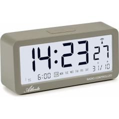 Atlanta Bezvadu modinātājs Digitālais modinātājs LCD Snooze Light Silent No Ticking 3 trauksmes signāli Grey - 1879-4