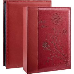 Miaikoe fotoalbums 6x4 300 fotogrāfiju Slip In Extra Large Capacity Leather Cover Wedding Family Picture Albums Holds 300 Horizontal 4x6 Landscape Photos (sarkans)