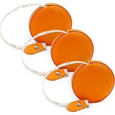 Modixun 3 Pack Soft Leather Tape Retractable Double Sided Sewing Tape Small Tape Measure for Body Fabric Fabric Tailor Waist Work Measure 5ft Orange