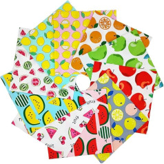 MIDUOLE Fat Quarters 10 vienetų 100 % medvilninių audinių paketų 50x50 cm Precut Quilting Fabric Squares for DIY Patchwork Sewing Quilting Crafts No Repeat Design Fruit Pattern