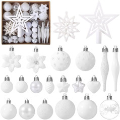 Kesote Christmas Baubles White Christmas Tree Baubles Set of 58 Ziemassvētku eglīšu rotājumi Ziemassvētku rotājumi Ziemassvētku rotājumi Ziemassvētku svinībām