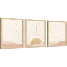 Putuo Decor Boho Sun Wall Art Decor, Mid Century Sunset Sunrise Plakātu drukas sienas māksla, moderns telpu rotājumi Estētika UNFRAMED, 20.3 x 25.4 cm