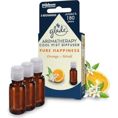 Glade aromterapijas miglas ēterisko eļļu uzpildes flakons - Pure Hapiness, apelsīns un neroli - 3 uzpildes flakoni