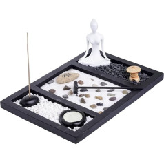 London Boutique Zen Garden Buddha Kerzenhalter Räucherstäbchenhalter Meditation Geschenkset Yin Yang Meditation weißer Sand und dekorative Steine (Zen Buddha)