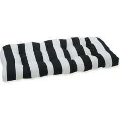 PERFECT PILLOW Āra/ iekštelpu Cabana Stripe Tufted Loveseat spilvens, melns, 44 x 19 x 5