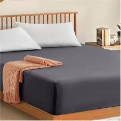 Mans mājas veikals 100% EGIPTIJAS TĒRA 300 THREAD COUNT HOTEL QUANTITY 30CM FITTED SHEET (CHARCOAL, DOUBLE)