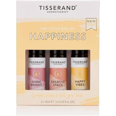 Tisserand Aromaterapija Mazā laimes kārbiņa ar roļļu ēteriskajām eļļām Laimes komplekts 100% tīras dabiskās ēteriskās eļļas 3 x 10 ml