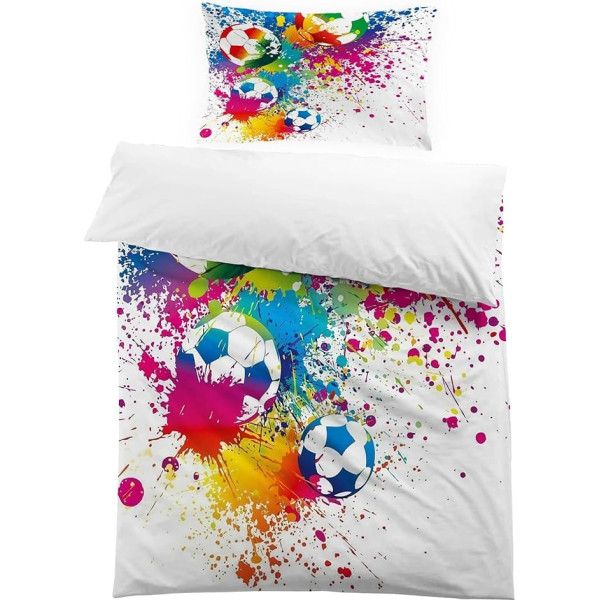 MUSOLEI Fußball Bettwäsche 1 Bettbezug 135 x 200 cm Polyester 3D-Druck Bettbezug für Kinder 1 Kissenbezug 50 x 75 cm Fußball 02