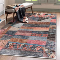 Vernal Colaj Mašīnā mazgājams paklājs Anti Shedding Non Slip Area Rugs for Living Room Bedroom Dining Hallway Kitchen Pet Friendly Blue Pink and Beige 90 x 152 cm