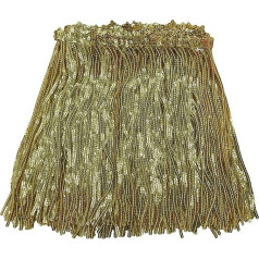 WANYI 5 jardai Sequin Fringe Trim 16 cm pločio Sequin Tassel Trim Metallic Leaf Shape Sequin Sewing Lace for Sewing Curtain Cushion Stage Costume Embellishment (Light Gold)