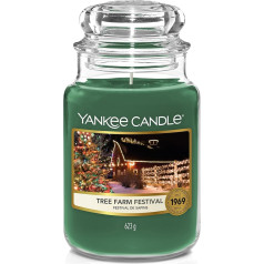 Yankee Candle aromātiskā svece stiklā (liela) | Tree Farm Festival | Degšanas laiks līdz 150 stundām