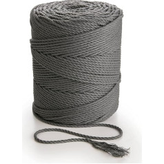 MB Cordas Makrame aukla 3 mm x 260 m - 3PLY krāsotas kokvilnas virves makrame sapņu ķērājiem, sienā iekārtošanai ar spalvu, augu pakaramajiem un dāvanu iesaiņošanai