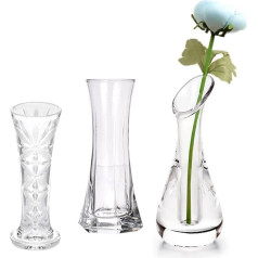 Innjoii Clear Plastic Buds Vase Acrylic Vase 3pcs/Set Modern Single Rose Bottle Small Vases Flowers Crystal Cute Cheap Wedding Home Dining Table Decoration