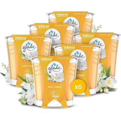 Glade Vegane Duftkerze, mit ätherischen Ölen, gegen Tabak, 30 Stunden Duft, 6 Stück