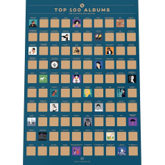 Enno Vatti 100 Albums Bucket List Scratch Off Plakāts - Top Music Scratch Card (42 x 59,4 cm) Skrāpējumi Plakāti un mākslas darbi Bucket List for the Best Suic Album Not Anime Merch