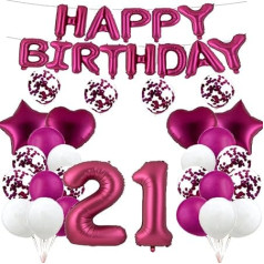 21. dzimšanas dienas balonu dekorēšana Burgundija 21 baloni Happy 21th Birthday Party Supplies Number 21 Foil Mylar Balloons Latex Balloon Dāvanas meitenēm Zēni Sievietes Vīrieši