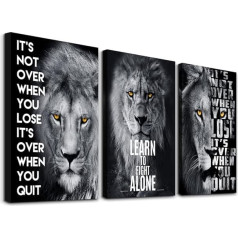 MHARTK66 Inspirational Wall Pictures Black White Lion Pictures, Modern Motivational Office Study Art Print Dekorācijas Dzīvojamā istaba Guļamistaba Vannas istaba Ēdamistaba