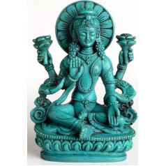 Budas figūra - Lakshmi 14 cm sveķu türkis die Göttin der Liebe und Fruchtbarkeit, des Glücks, Reichtums und Gesundheit Statue