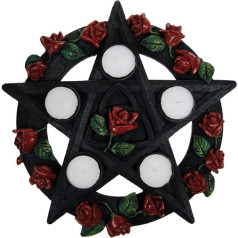 Nemesis Now NEM5185 Teelichthalter Pentagramm Rose, 29,5 cm, Rot, Kunstharz, Einheitsgröße