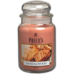 Price's Candles Sandalkoka aromātiskās sveces 630 g stikla kastītē Degšanas laiks līdz 150 stundām