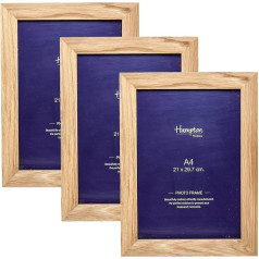 Hampton Frames NEWENGA4PLX-3PK New England A4 (21 x 29,7 cm) dabīgā ozola foto rāmji - 3 akrila (bez stikla) komplekts