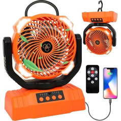 Camping Ventilator mit LED-Licht,Outdoor Zelt Ventilator mit Haken,270°Drehen leiser tragbarer Ventilator,10000mAh wiederaufladbarer Tischventilator,Outdoor Camping,Angeln,Verwendung im Schlafzimmer