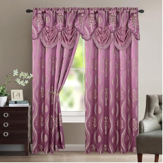 Elegant Comfort Aurora Lilac žakarda aizkaru komplekts ar pievienotu lambrekenu 54