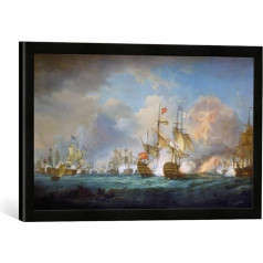 Thomas Whitcombe The Battle of Trafalgar on 21st October 1805 Framed Print in High Quality Handmade Picture Frame 60 x 40 cm Matt Black