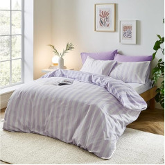 Sassy B gultasveļa Stripe Tease Reversible Duvet Cover Set With Pillowcases, Lilac