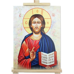 Reliģiskās gleznas audekls 30 x 40 cm koka rāmī Ražots Itālijā (Christo Pantokrator)