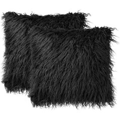 sourcing karte Spilvens Covers Soft Long Shaggy Faux Fur Dekoratīvie mīksts plīša spilvens Cover Square 18x18 collu Black 2 Pack