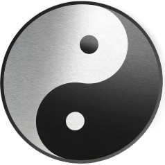 Logbuch-Verlag Sign Wall Picture Black Silver Yin and Yang 25 cm Symbol Wall Decoration Picture Gift Wall Decoration Aluminium Self-Adhesive Mindfulness