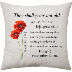 Aconesong Lest We Forget Quotes Cushion Cover Memory Gift Collection Cushion Cover Memorial Day Poppy Cushion Covers 18x18 Inch (They Should )