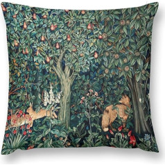 Keebik William Morris Fox Fox Rabbit Flower Forest Dekoratīvie Āra Velvet Soft Home Decor Dzīvojamā istaba spilvenu pārvalki gultas dīvāns auto 18 x 18 collu