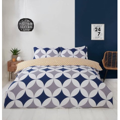 Rapport Home Ģeometriskas formas Viegli kopjams atgriezenisks sega sedz komplekts Blue Double Bedding Set