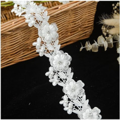 Yurosiay 3D Blumen Spitzenbesatz Bestickt Flower Lace Trim Ribbon Blumenspitzenbordüre Stickerei Spitzenbordüre Spitzenbordüre Spitzenband Dekoband Besatz Spitze Borten zum Nähen DIY Handwerk Kostüm Hut Dekoration