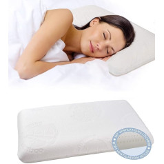 daydream Memory Foam spilvens - elpojošs un ergonomisks kakla spilvens ar pārvalku (65 x 35 x 10 cm, 80 x 40 cm pārvalks, P-12200)