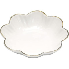 HOKMOKQOK Porcelāna servīzes bļoda, keramikas ziedu paplāte ar metālisku malu, servīzes bļodas kāzām, ballītēm, lieliski piemērotas maziem graudaugu, makaronu, salātu, saldumu un uzkodu traukiem, balta, 16.8
