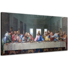 ZHONGYUTONG The Last Supper Canvas Picture with Frame Leonardo da Vinci Famous Painting Reproduction Classic Jesus Art Print for Kitchen Bedroom Living Room (30 x 60 cm)