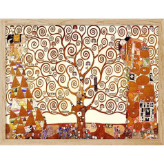 SIGNFORD Gustava Klimta glezna ar rāmi, Gustava Klimta ierāmētas bildes, Dzīvības koks - 43 cm x 33 cm