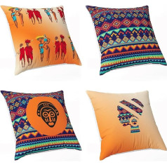 Oranžs dekoratīvs spilvens sedz neredzams slēgšana spilvens sedz dīvāns gulta krēsls māja 4 Pack Aztec Pattern mīksts auduma spilvens sedz Patchwork 43 x 43 cm