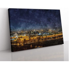 Big Box Art Old City in Jerusalem Izraēlā Glezniecība Canvas Wall Art Print Gatavs pakārt attēlu 76 x 50 cm (30 x 20 collas) Blue Brown Grey