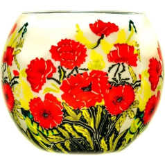 Benaya Wanddekoration Glas Nachtlicht Teelichthalter, Motiv klassischer Mohn