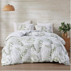 Smart Design Reversible 100% Cotton Breathable Satin Cover Modern All Season Bedding Set with Pillow Filling (No Insert), Judith, Palm Leaf Green, King/Cal King (104