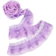 Crafans 2 Ply poliestera Chinlon kroku mežģīnes lentes 2 metri Ruffle Lace Broderie izšuvumi kleita līgavas lentes piešūt Applique audums Lilac