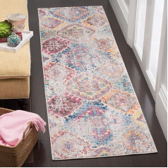 SAFAVIEH Trendige Neu Übergangsweise Teppich für Wohnzimmer, Esszimmer, Schlafzimmer - Bristol Collection, Kurzer Flor, Blau und Hellgrau, 69 X 244 cm