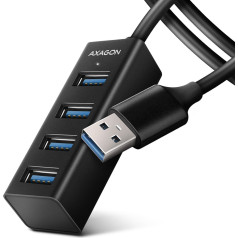 Axagon Hue-m1al centrmezgls 4 porti mini metāla usb 3.2 gen 1, 1,2 m usb-a kabelis