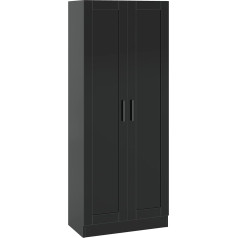 Panana 2 durvju koka skapītis brīvi stāvošs augsts virtuves skapis Sideboard Slim Pantry Organizer Unit ar regulējamiem plauktiem (melns)